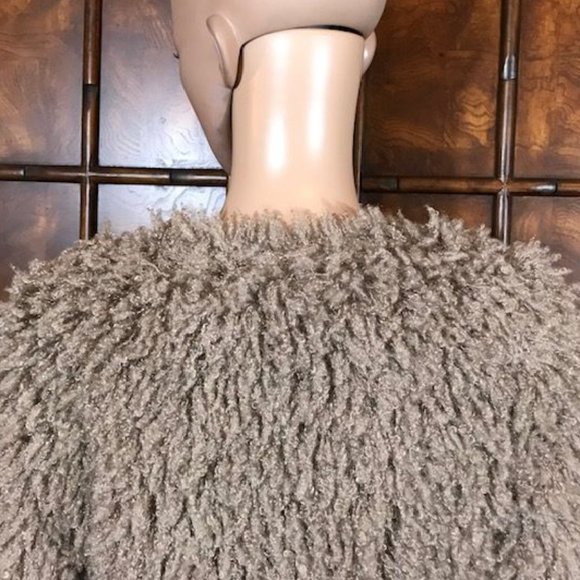 Max Studio Faux Curly Lamb Fur Satin Tie Jacket - Picture 8 of 11